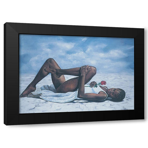 The Rose Black Modern Wood Framed Art Print with Double Matting by Unknown