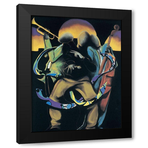Jammin I Black Modern Wood Framed Art Print with Double Matting by Unknown