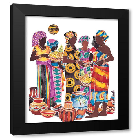 Women and Jars Black Modern Wood Framed Art Print by Unknown