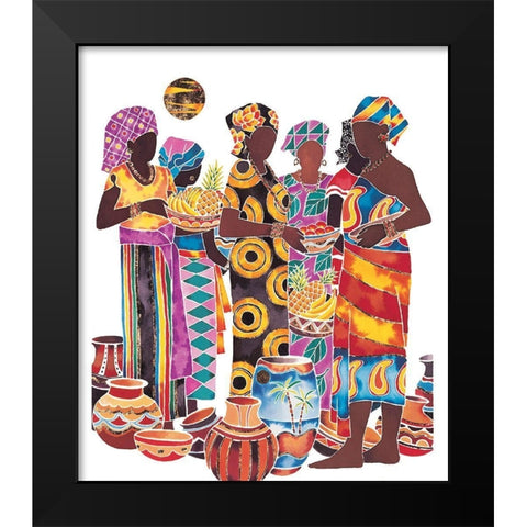 Women and Jars Black Modern Wood Framed Art Print by Unknown