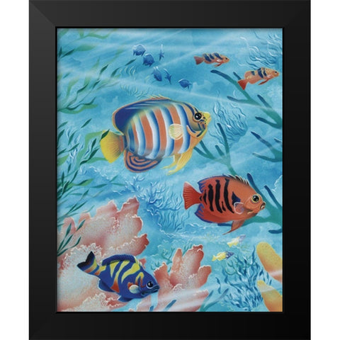 Exotic Fish I Black Modern Wood Framed Art Print by Unknown