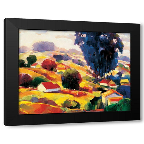 Village Black Modern Wood Framed Art Print by Unknown