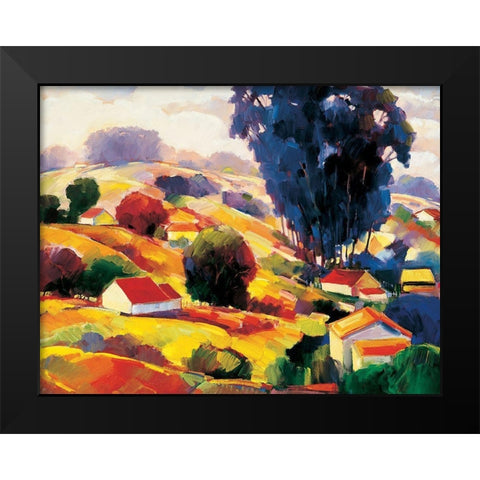Village Black Modern Wood Framed Art Print by Unknown