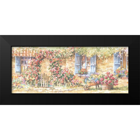 Cottage Flowers Panel I Black Modern Wood Framed Art Print by Unknown