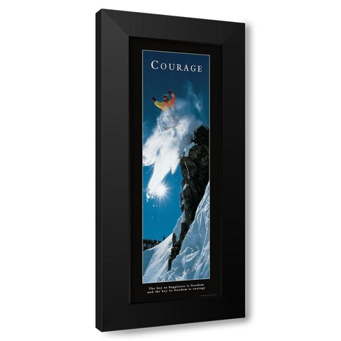 Courage - Snowboarder Black Modern Wood Framed Art Print with Double Matting by Frontline