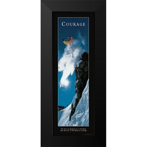 Courage - Snowboarder Black Modern Wood Framed Art Print by Frontline