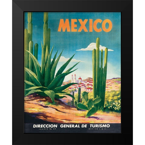 Mexico Travel Black Modern Wood Framed Art Print by Unknown