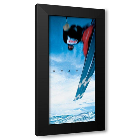 Soar - Skier Black Modern Wood Framed Art Print by Frontline