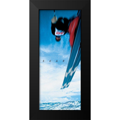 Soar - Skier Black Modern Wood Framed Art Print by Frontline