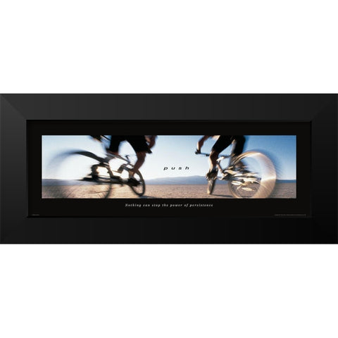 Push - Bicycle Black Modern Wood Framed Art Print by Frontline