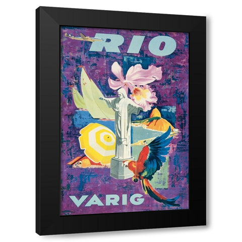 Rio Travel Black Modern Wood Framed Art Print by Unknown