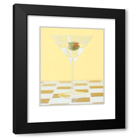 Martini with Olive Yellow Black Modern Wood Framed Art Print with Double Matting by Frontline