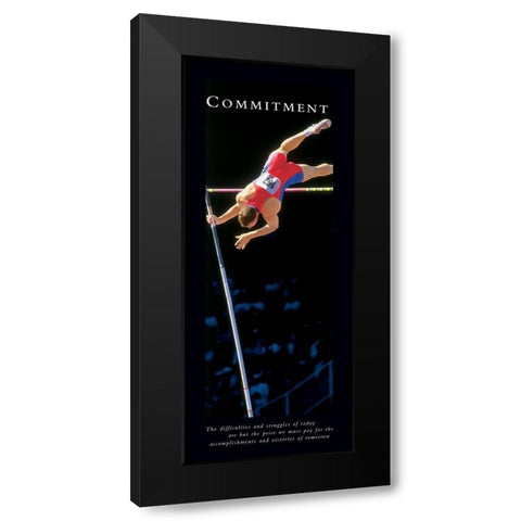 Commitment - Pole Vaulter Black Modern Wood Framed Art Print by Frontline