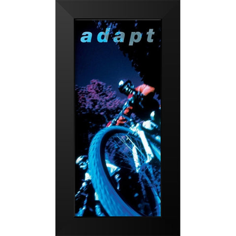 Adapt - Mountain Biker Black Modern Wood Framed Art Print by Frontline