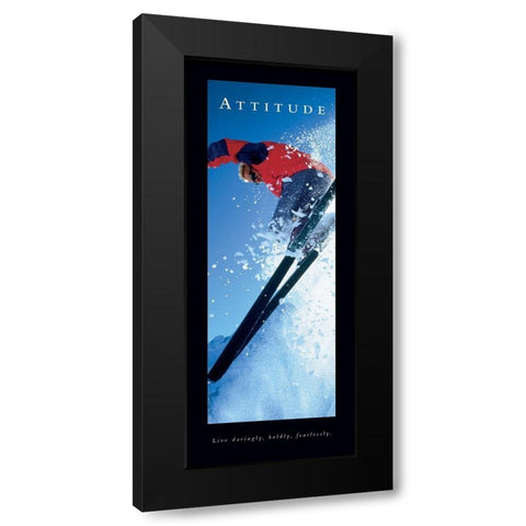 Attitude - Skier Black Modern Wood Framed Art Print with Double Matting by Frontline