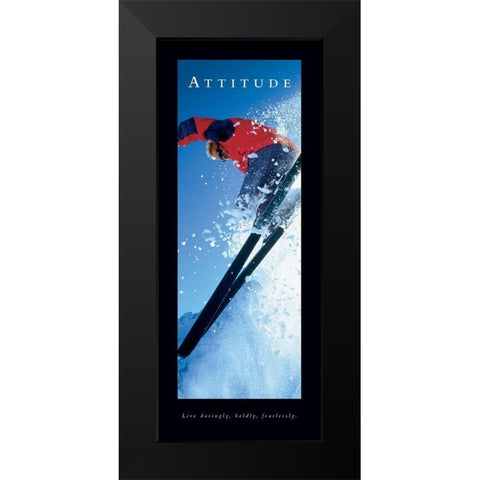 Attitude - Skier Black Modern Wood Framed Art Print by Frontline