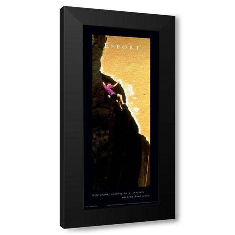 Effort Rock Climber Black Modern Wood Framed Art Print by Unknown