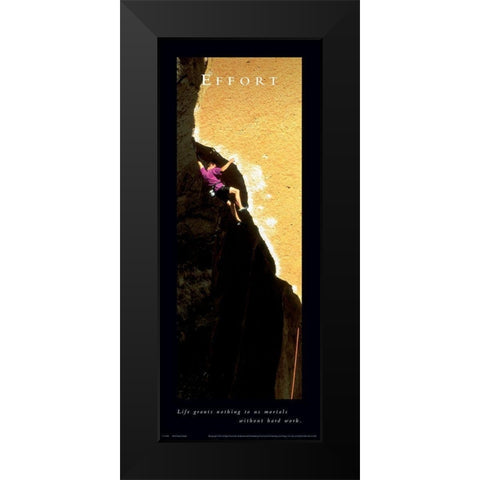 Effort Rock Climber Black Modern Wood Framed Art Print by Unknown