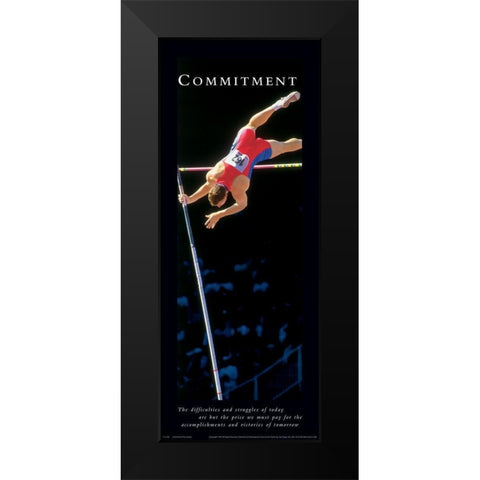 Commitment Pole Vault Black Modern Wood Framed Art Print by Unknown