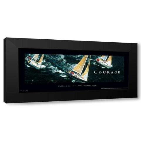 Courage Sailboats Black Modern Wood Framed Art Print by Unknown