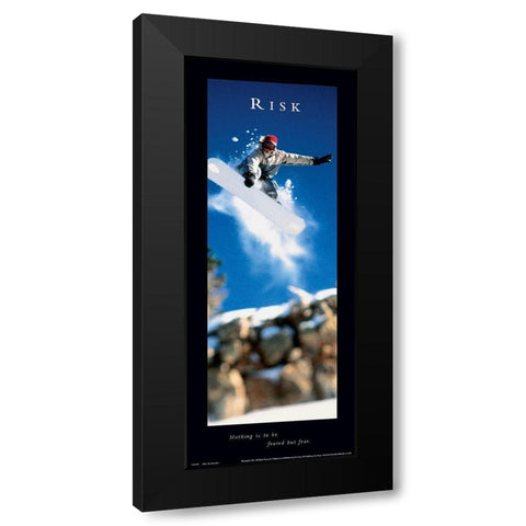 Risk - Snowboarder Black Modern Wood Framed Art Print by Frontline