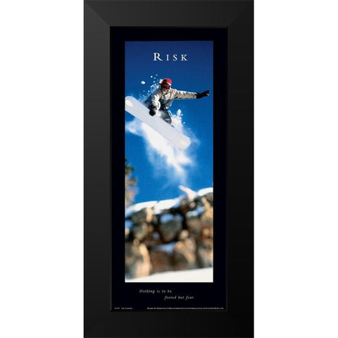 Risk - Snowboarder Black Modern Wood Framed Art Print by Frontline