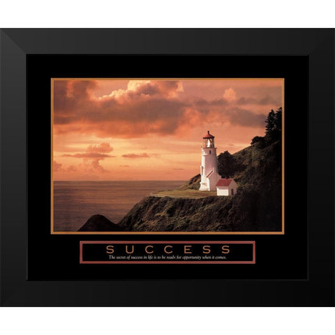 Success Lighthouse Black Modern Wood Framed Art Print by Unknown