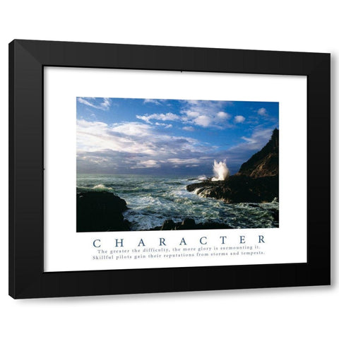 Character - Crashing Wave Black Modern Wood Framed Art Print by Frontline