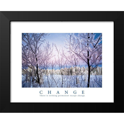 Change - Snowy Trees Black Modern Wood Framed Art Print by Frontline