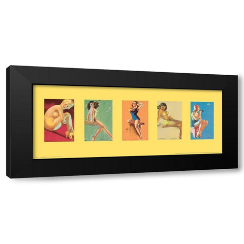 Pin Up Girls Panel I Black Modern Wood Framed Art Print by Unknown