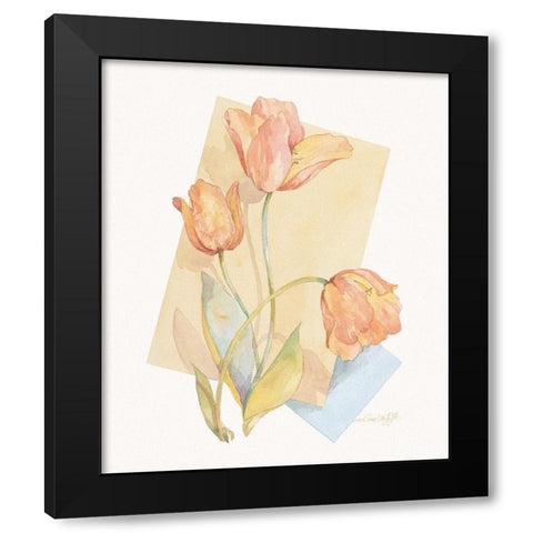 Tulip Pastel Collage II Black Modern Wood Framed Art Print by Unknown