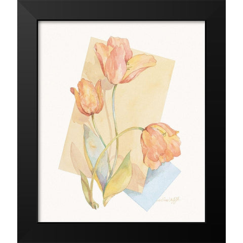 Tulip Pastel Collage II Black Modern Wood Framed Art Print by Unknown