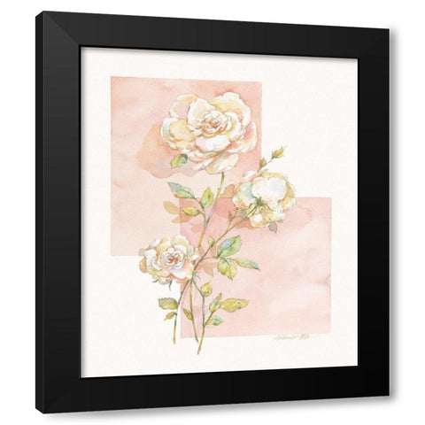 Rose Pastel Collage I Black Modern Wood Framed Art Print with Double Matting by Unknown