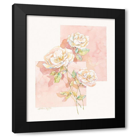 Rose Pastel Collage II Black Modern Wood Framed Art Print by Unknown