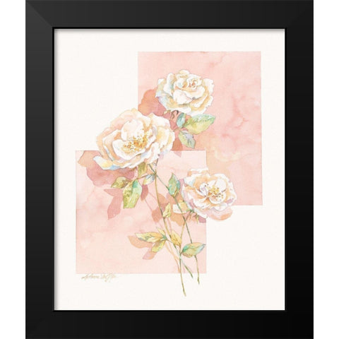 Rose Pastel Collage II Black Modern Wood Framed Art Print by Unknown