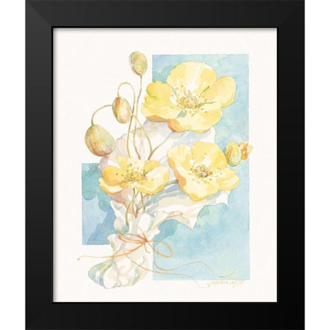 Poppies Yellow Pastel I Black Modern Wood Framed Art Print by Unknown