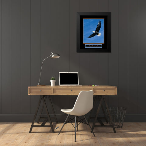 Vision Eagle in Flight Black Modern Wood Framed Art Print by Unknown