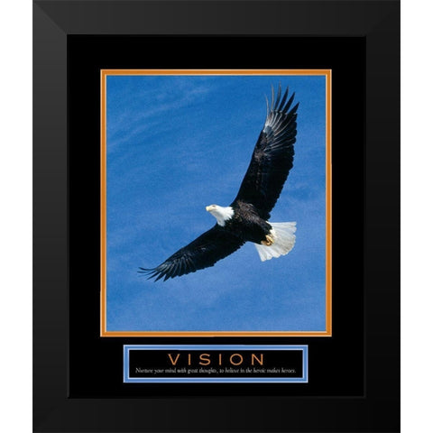 Vision Eagle in Flight Black Modern Wood Framed Art Print by Unknown