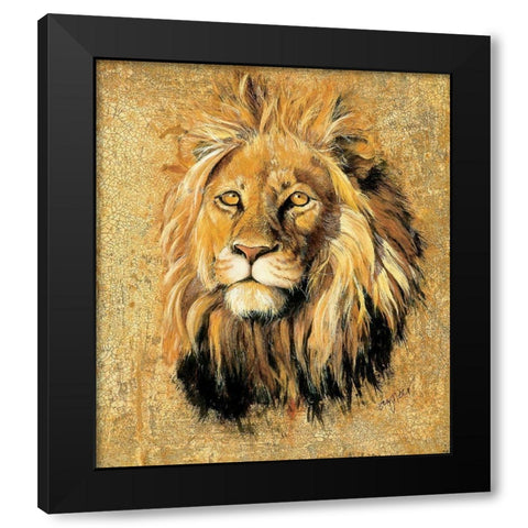 Lion Black Modern Wood Framed Art Print with Double Matting by Unknown
