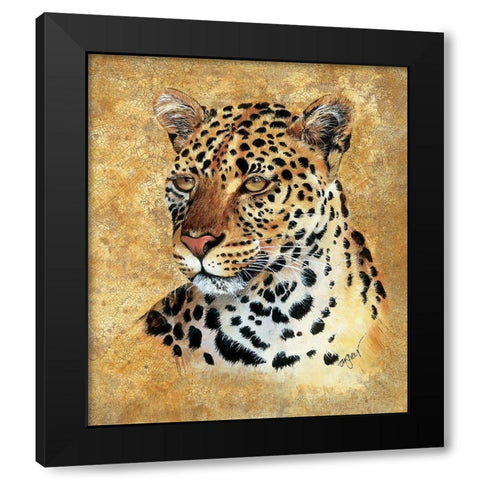 Leapord Black Modern Wood Framed Art Print by Unknown