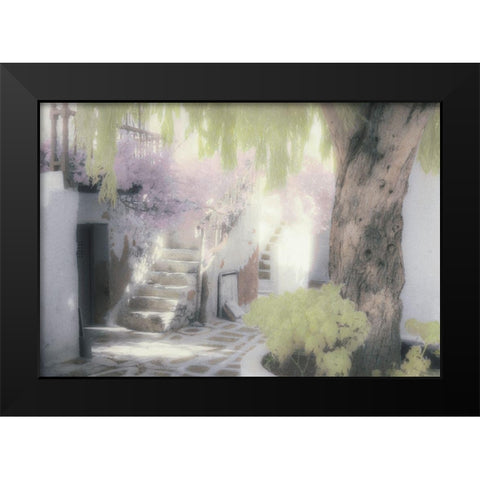 Stairs and Tree Black Modern Wood Framed Art Print by Unknown
