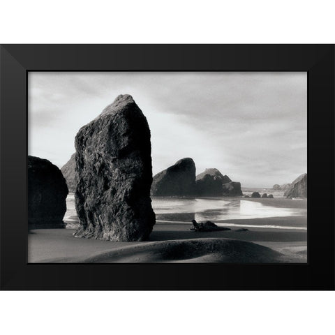 Ocean Stones Black Modern Wood Framed Art Print by Unknown