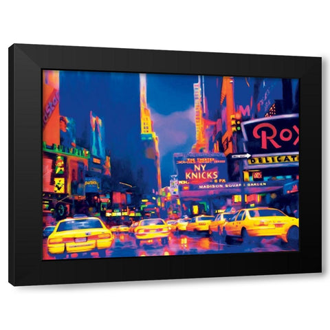 Times Square Black Modern Wood Framed Art Print by Unknown