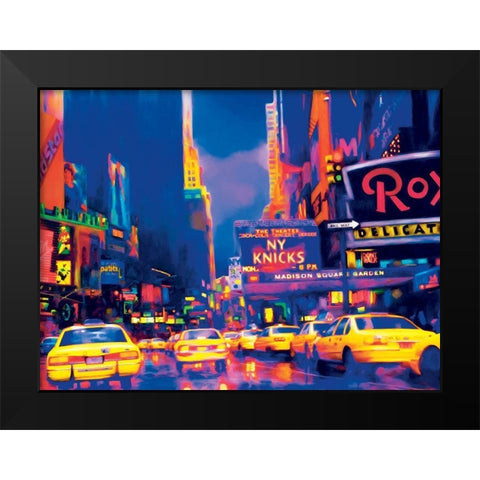 Times Square Black Modern Wood Framed Art Print by Unknown