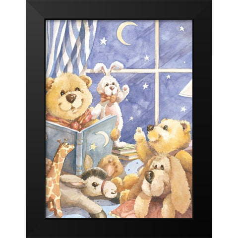 Teddy Bear Good Night I Black Modern Wood Framed Art Print by Unknown