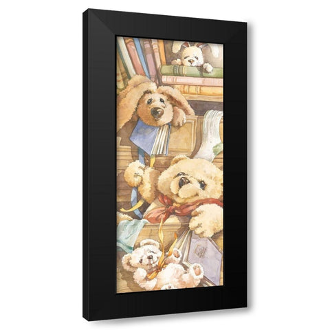 Teddy Bear Panel II Black Modern Wood Framed Art Print by Unknown