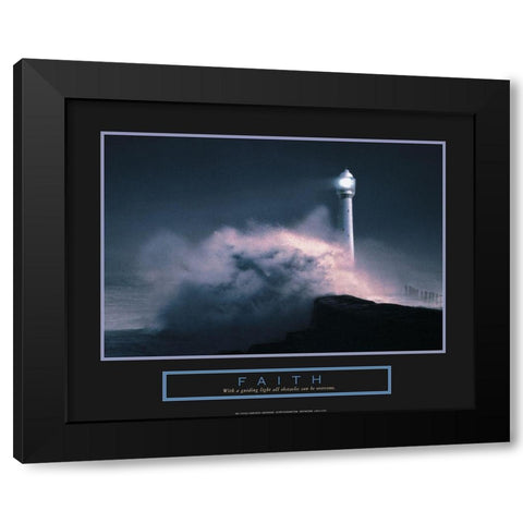 Faith - Lighthouse Black Modern Wood Framed Art Print by Unknown