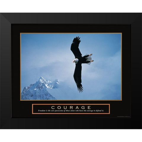 Courage - Eagle Black Modern Wood Framed Art Print by Unknown