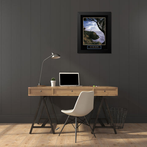 Vision - Lighthouse Black Modern Wood Framed Art Print by Frontline