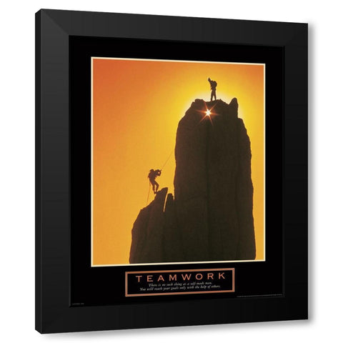 Teamwork - Sunset Climbers Black Modern Wood Framed Art Print by Frontline